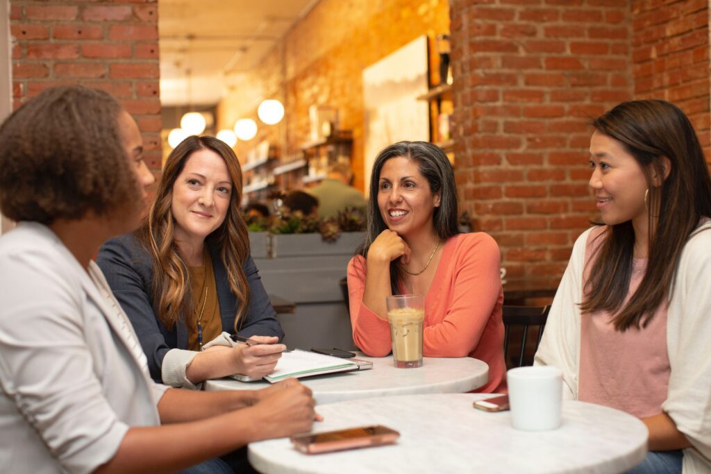 women meeting over coffee