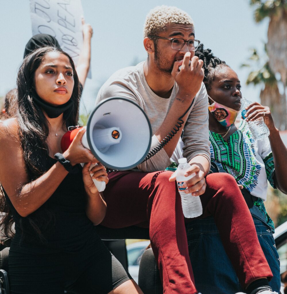 Young people at a protest.
