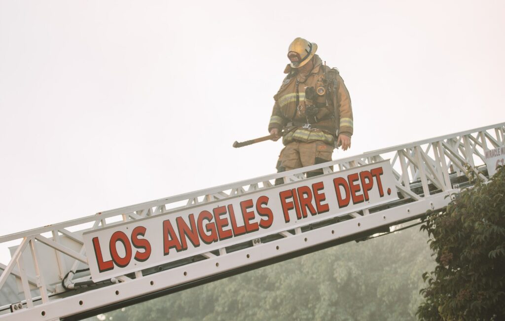 fireman on ladder.